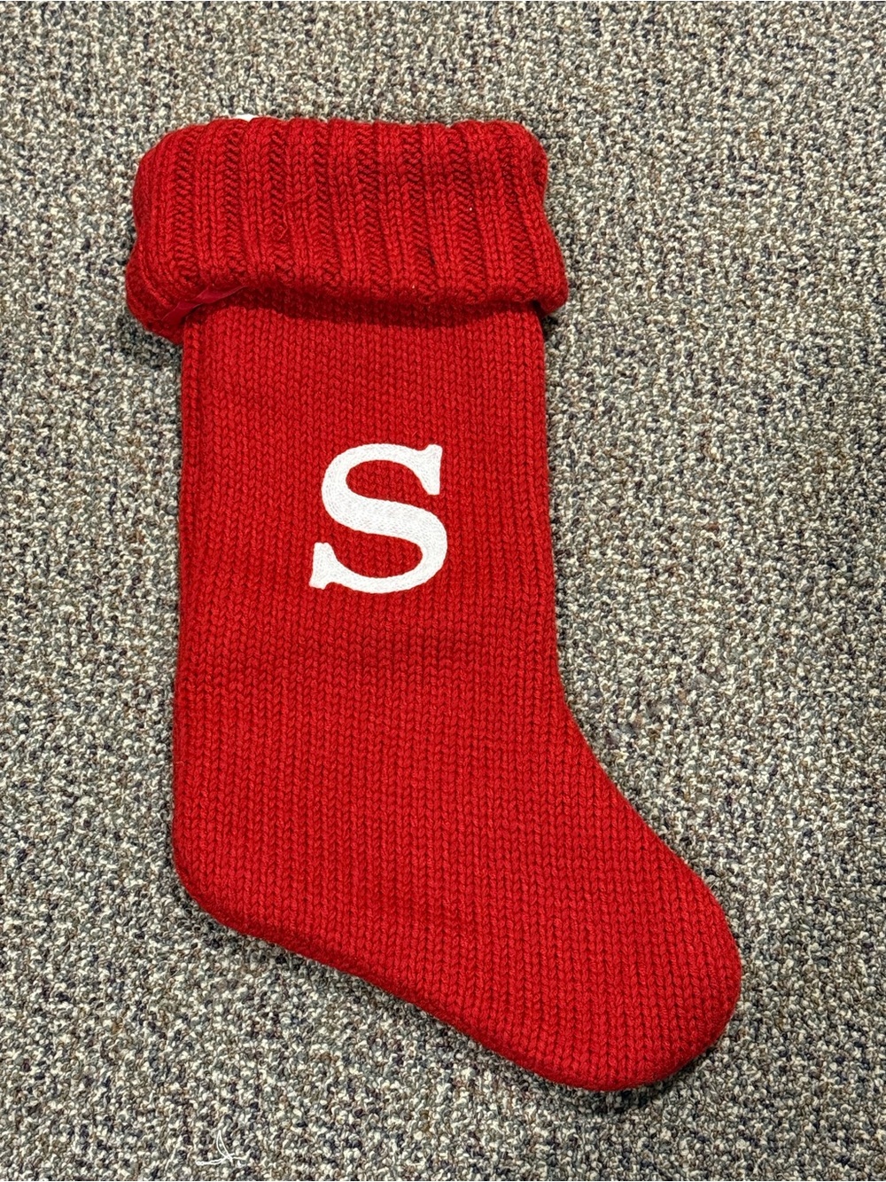 Vintage Kohl's St. Nicholas Square Letter S Knit Christmas Stocking